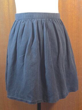 Isabelle Dunlop Black 100% Linen Gathered Mini Skirt - Size S